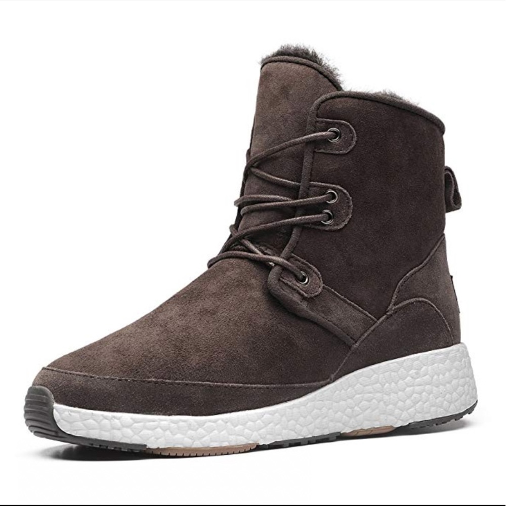 AU&MU women Suede Upper matching Fur Boots